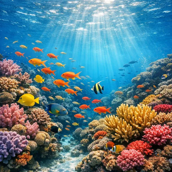 Enjoy an online jigsaw puzzle designed for browser play, featuring a vibrant underwater coral reef alive with colorful sea life.