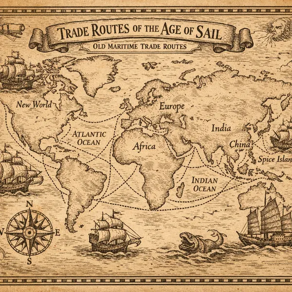 Enjoy an online jigsaw puzzle designed for browser play, featuring a vintage nautical map theme that celebrates old maritime trade routes.