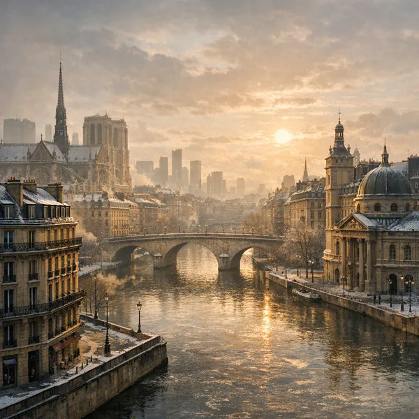 Enjoy an online jigsaw puzzle designed for browser play, featuring a peaceful cityscape of Paris framed by historic architecture and the gently flowing Seine.