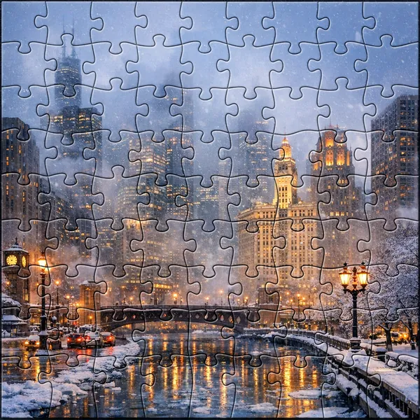 Winter Veil Over the River — Chicago Puzzle jigsaw puzzle