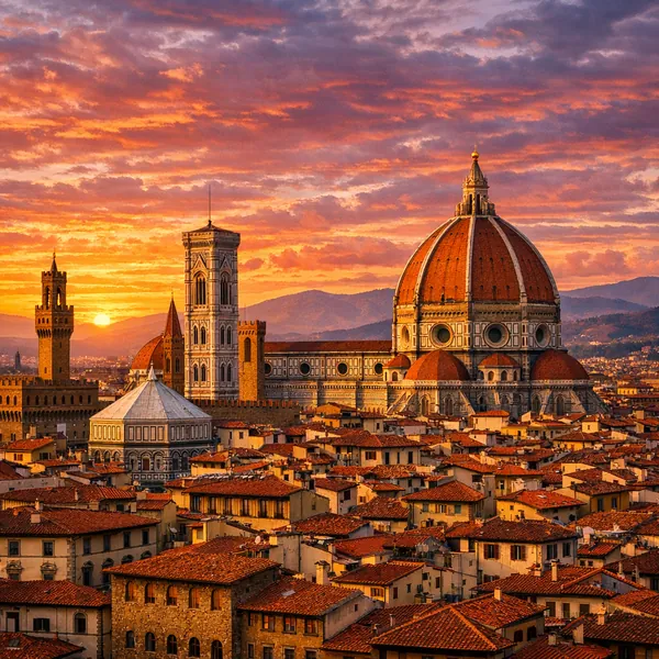 Enjoy an online jigsaw puzzle designed for browser play, featuring a breathtaking cityscape and iconic architecture at sunset.