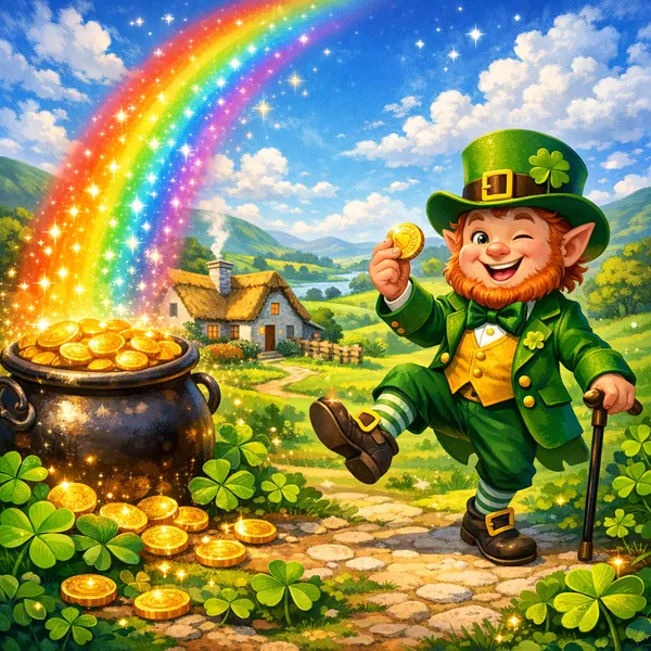 This online jigsaw puzzle features a cheerful St.