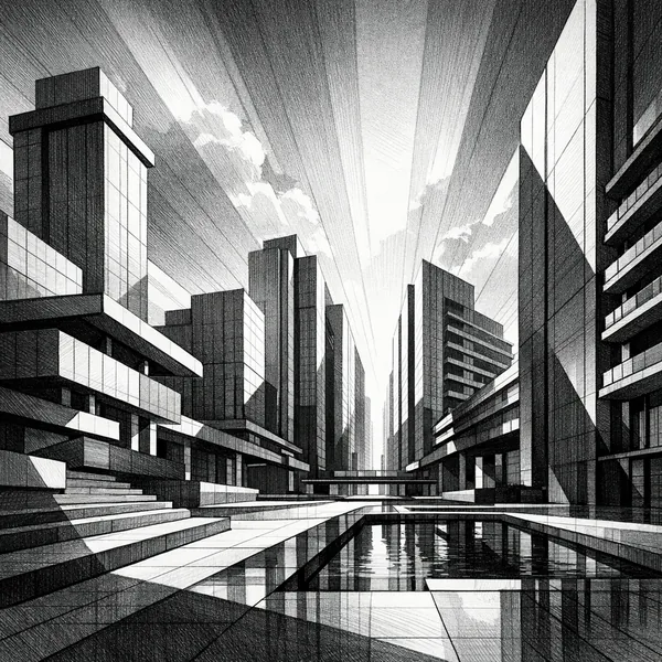 Enjoy an online jigsaw puzzle designed for browser play, featuring a striking black-and-white cityscape and modern architectural forms.