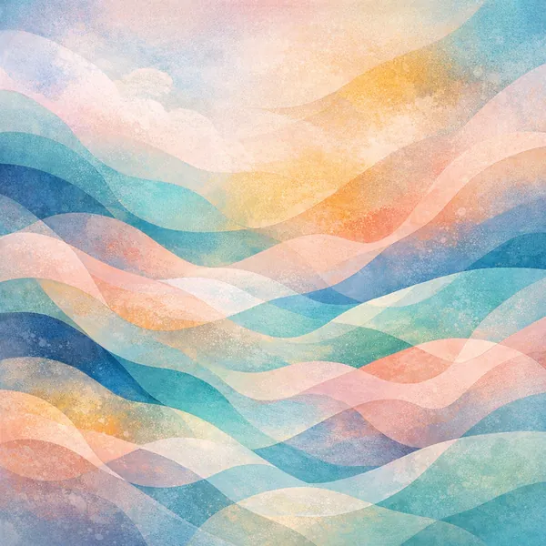 Enjoy an online jigsaw puzzle designed for browser play, featuring a soothing abstract seascape of flowing waves and pastel skies.