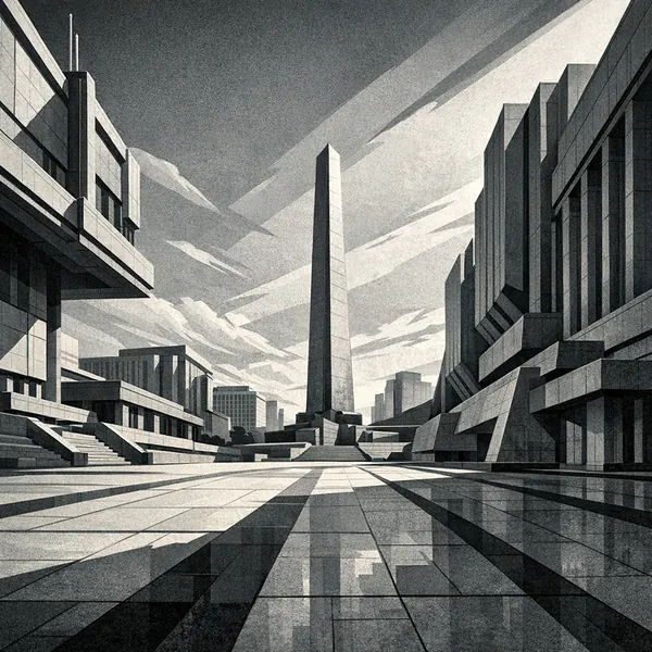 Enjoy an online jigsaw puzzle designed for browser play, featuring a striking urban architecture scene with a tall obelisk at its center.