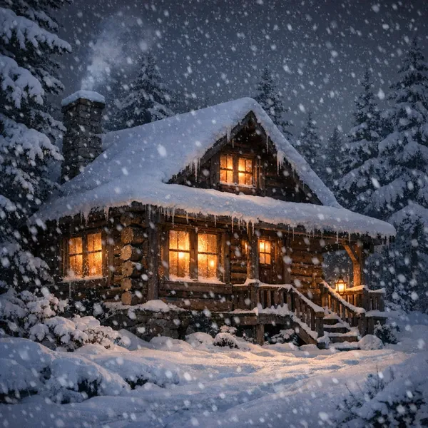 This online jigsaw puzzle features a cozy winter cabin scene set in a snowy forest, perfect for fans of nature and seasonal imagery.