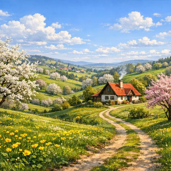 Enjoy an online jigsaw puzzle designed for browser play, featuring a sunlit countryside scene that celebrates nature and pastoral charm.
