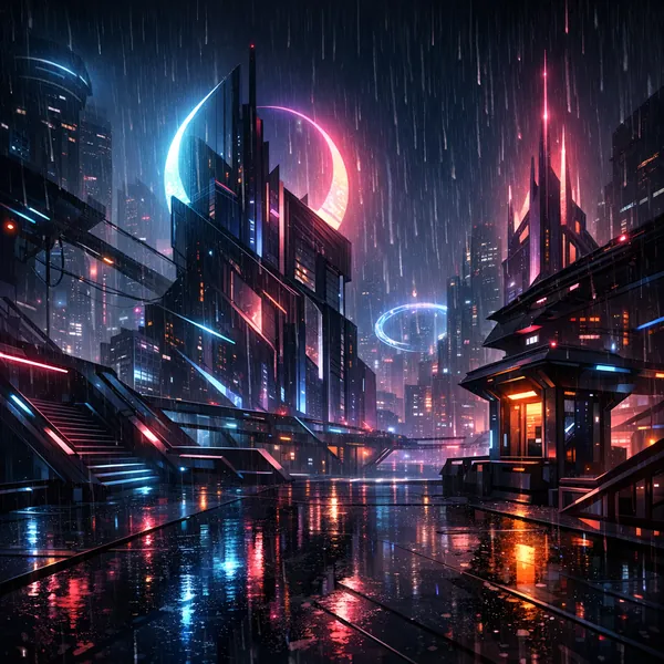 Enjoy an online jigsaw puzzle designed for browser play, featuring a neon-drenched futuristic cityscape that blends cyberpunk and sci‑fi themes.