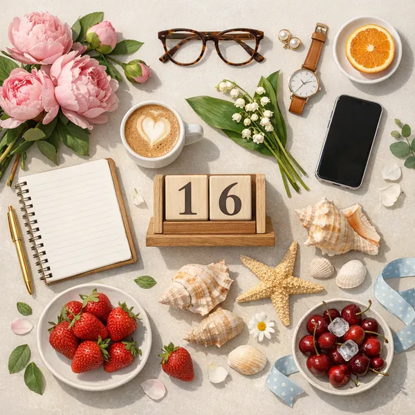 Enjoy an online jigsaw puzzle designed for browser play, featuring a cozy lifestyle still life that blends food, flowers, and seaside treasures.