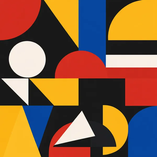 This online jigsaw puzzle features a bold geometric art composition you can play right in your browser, centered on abstract shapes and vibrant color.