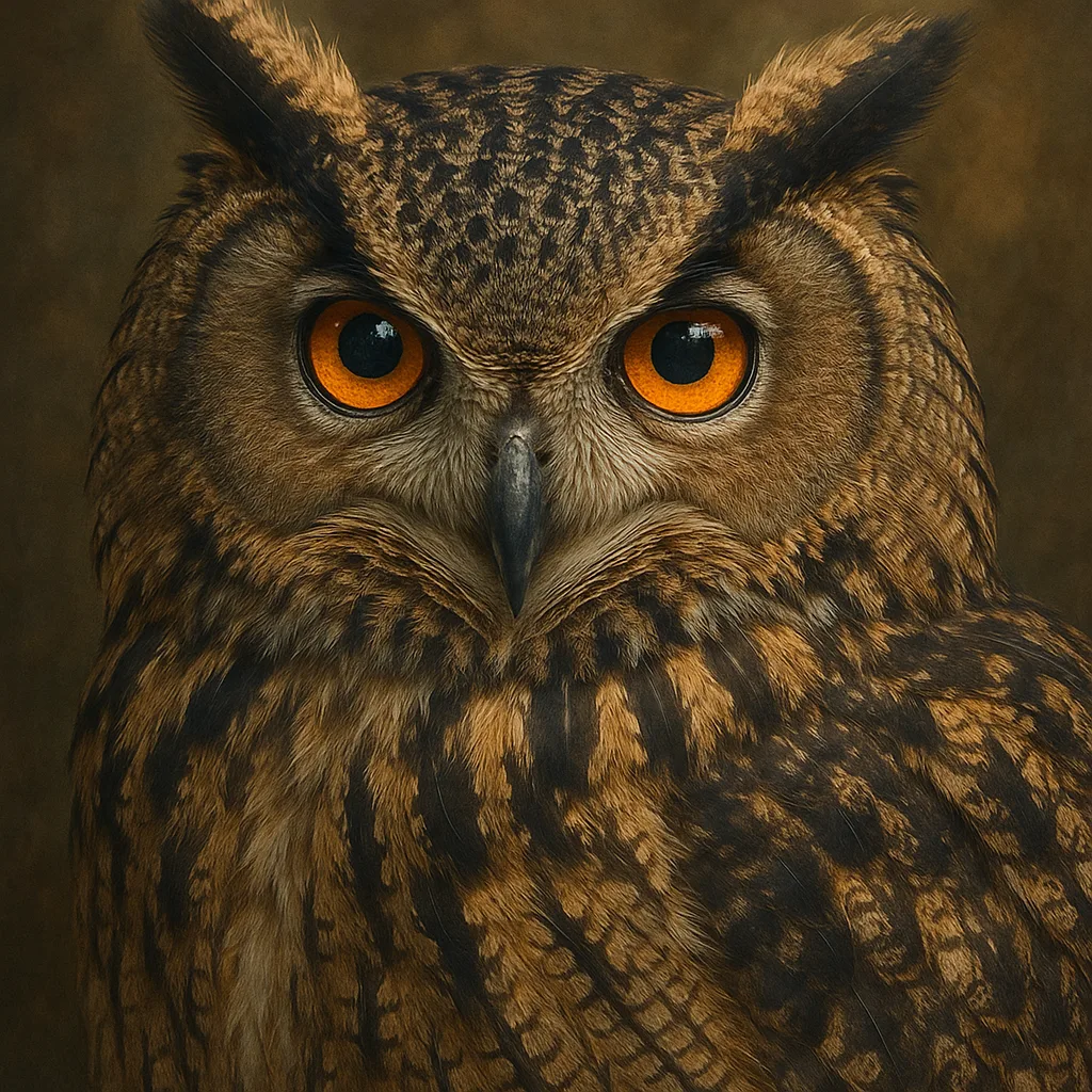 A striking close-up portrait of an owl.