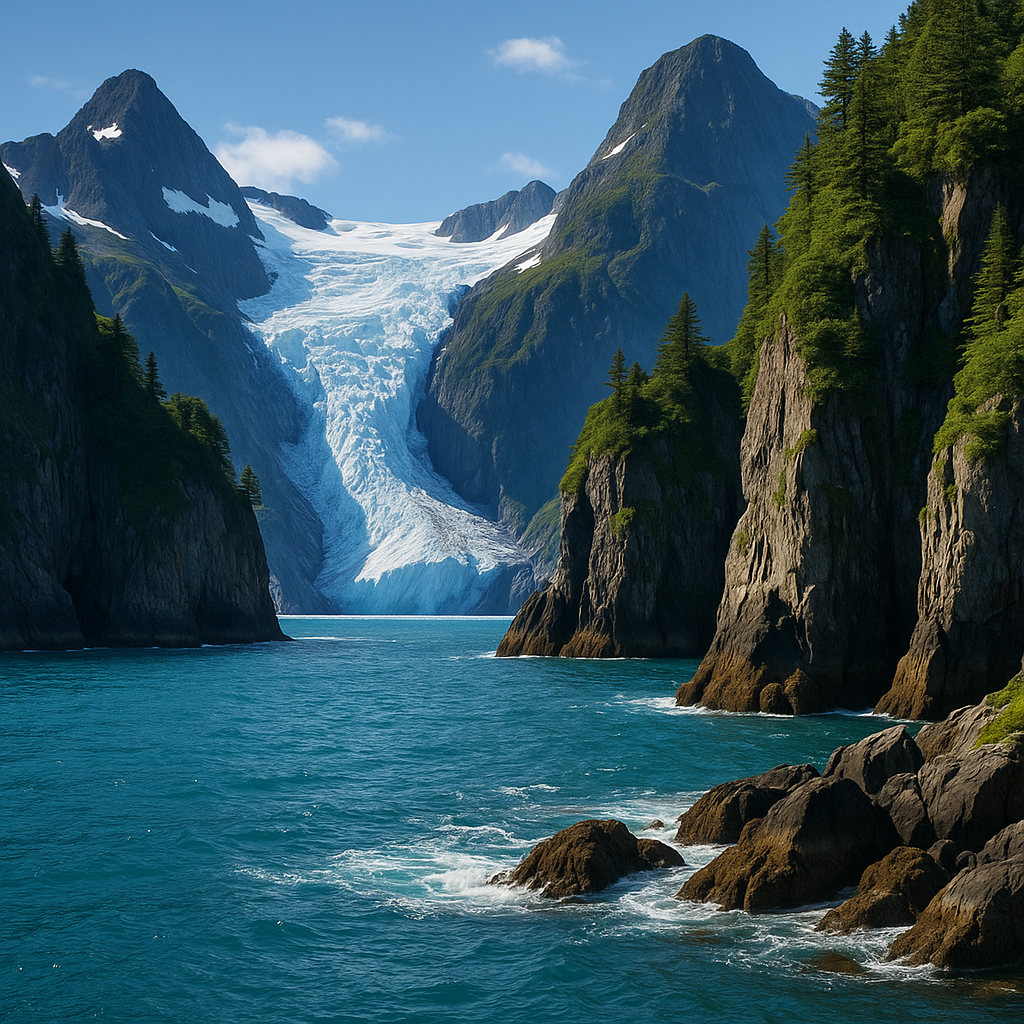 This online jigsaw puzzle features a breathtaking nature scene of a glacier-carved fjord, perfect for playing in your browser.